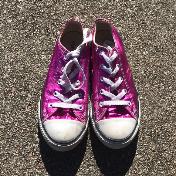 pink metallic converse